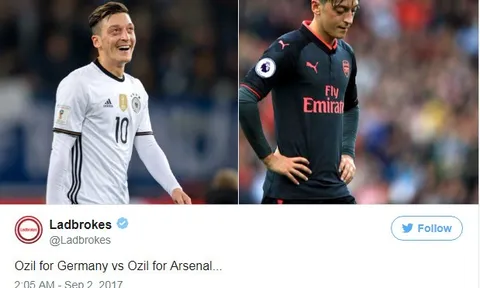 Fan Arsenal 'sôi máu' vì Ozil thi đấu nhiệt huyết trên tuyển Đức