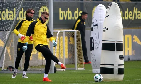 Hai thủ môn Dortmund cực ngầu với kính đen trên sân tập