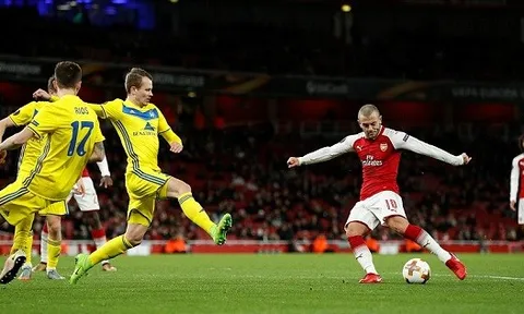 Hàng thủ BATE Borisov bất lực trước pha đi bóng mang thương hiệu Wilshere