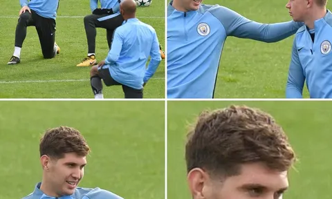 Trước giờ sinh tử, John Stones "thả thính" đồng đội trên sân tập