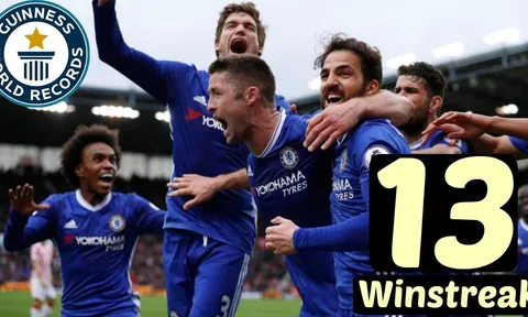 Kỷ lục 13 chiến thắng liên tiếp của Chelsea mùa trước