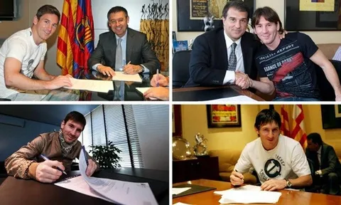 8 lần gia hạn hợp đồng của Messi với Barcelona