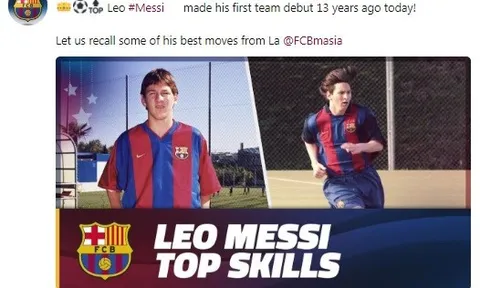 Barcelona kỷ niệm 13 năm ra mắt Lionel Messi