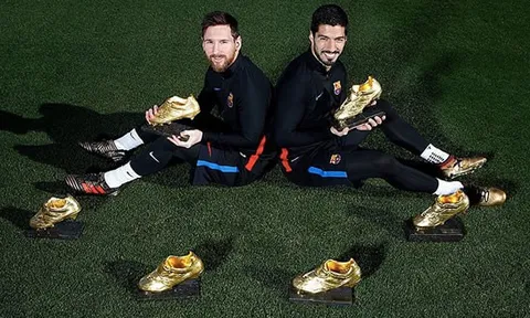 Messi rủ Suarez cùng nhau khoe Giày Vàng