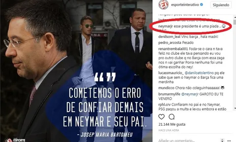 Neymar công khai gọi chủ tịch Barcelona là 'tên hề'