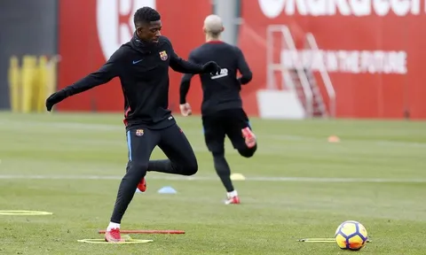 Ousmane Dembele lần đầu tiên tập trọn một buổi sau chấn thương
