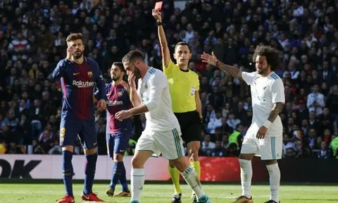 Real Madrid lập thành tích đáng buồn về thẻ đỏ tại El Clasico