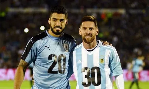 Suarez đối đầu Messi ở VL World Cup khu vực Nam Mỹ