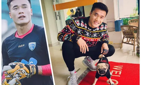 Thủ thành Bùi Tiến Dũng đốn tim fan bằng áo giáng sinh đáng yêu