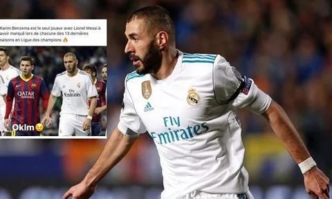 Về thành tích này, duy nhất Benzema sánh ngang Messi