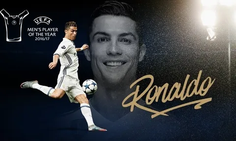 Vượt Messi, Ronaldo ẵm giải 'Cầu thủ hay nhất châu Âu' 2016/17
