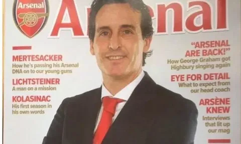 Arsenal bị chế giễu sau khi tân HLV Unai Emery đứng chặn tên trên bìa tạp chí