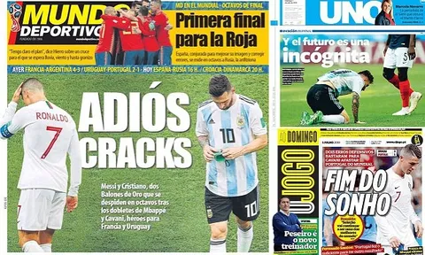 Báo chí thế giới khóc thương cho Ronaldo, Messi: Kết thúc giấc mơ!