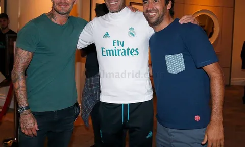 Beckham đến Mỹ thăm Real Madrid, tái ngộ huyền thoại Raul và Zidane