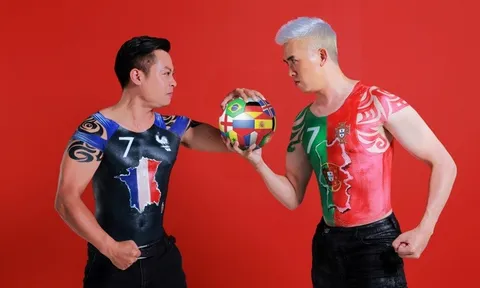 Bộ ảnh body painting ấn tượng đón đầu tứ kết trong mơ giữa Pháp - Bồ Đào Nha