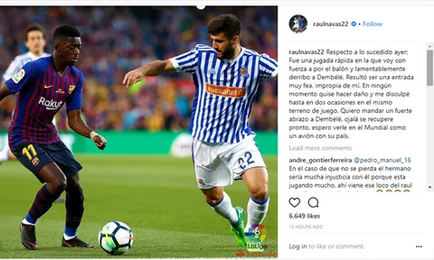 Sao Sociedad xin lỗi Dembele sau pha bóng rợn người