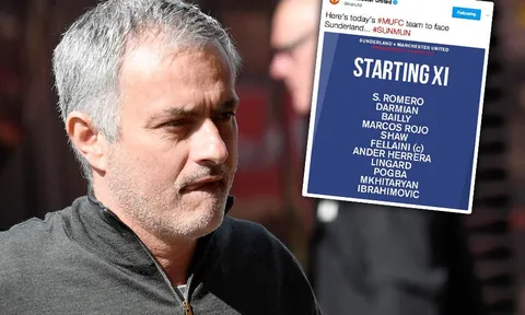 CĐV M.U 'nổi điên', đòi đuổi Mourinho khi nhìn vào đội hình đấu Sunderland