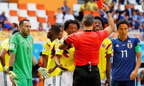 Trận Colombia - Nhật Bản chứng kiến thẻ đỏ nhanh thứ 2 lịch sử World Cup