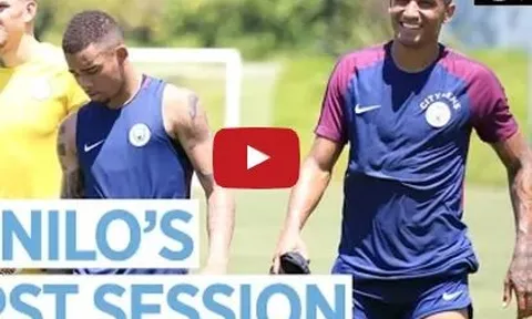 Danilo sung mãn trong buổi tập đầu tiên cùng Man City