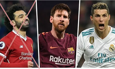 ĐHTB châu Âu mùa 2017/18: Salah bị loại; Messi sát cánh cùng Ronaldo