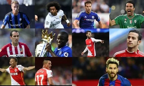 Đội hình tiêu biểu châu Âu mùa 2016/17: Ronaldo lại vắng bóng