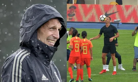 Đồng đội cày ải dưới mưa, Ronaldo "phởn phơ" trong nắng vàng