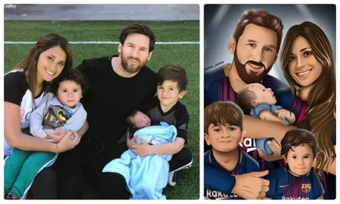 Gia đình hạnh phúc của Messi được họa thành tranh 3D