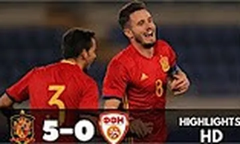 Highlights: U21 Tây Ban Nha 5-0 U21 Macedonia (Bảng B U21 Châu Âu)