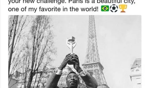 Huyền thoại Pele 'nâng cúp' mừng Neymar gia nhập PSG