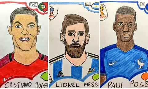 Loạt tranh vẽ 'xấu điên đảo' các tuyển thủ World Cup gây sốt Twitter