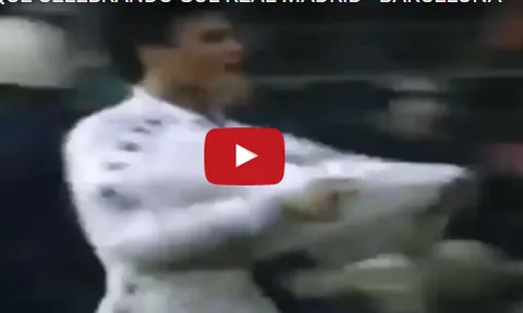 Luis Enrique khi còn thi đấu cho Real Madrid, ghi bàn vào lưới Barca