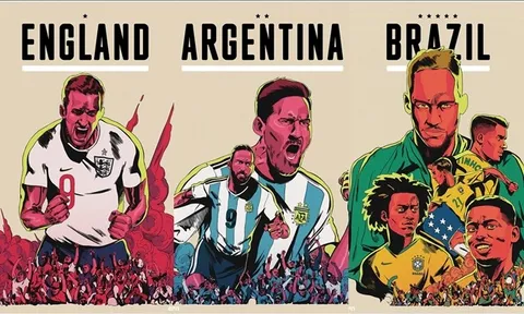 Messi, Neymar hóa thánh trong poster World Cup