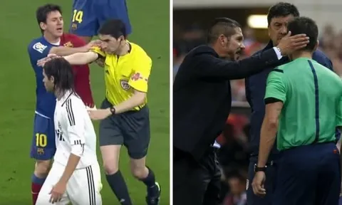 Messi và Simeone cũng từng đẩy trọng tài như Ronaldo