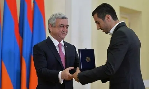Mkhitaryan được Tổng thống Armenia trao tặng huân chương hạng nhất