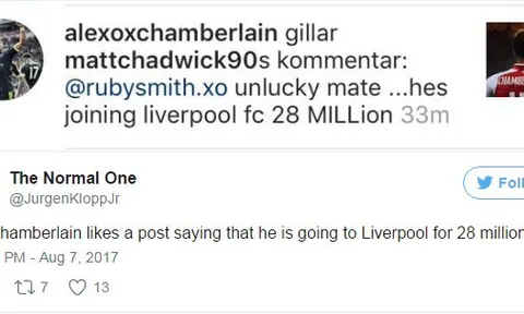 Một cú click chuột, Chamberlain thông báo sẽ tới Liverpool?
