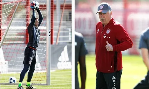 Neuer chính thức trở lại tập, Ancelotti nhẹ cả người