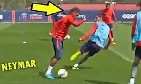 Neymar lại diễn xiếc trên sân tập của PSG