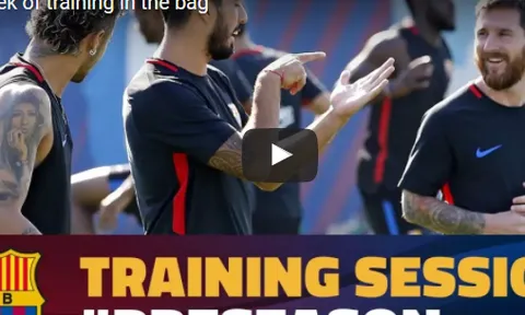 Neymar lộ hình xăm 'hổ báo' trong buổi tập của Barca