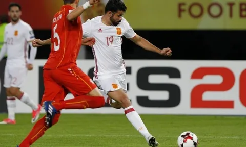 Pha lập công không thể dễ hơn của Diego Costa vào lưới Macedonia