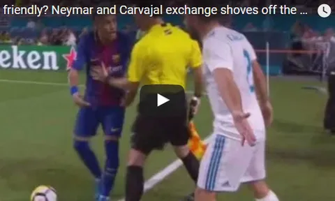 Pha xô xát giữa Neymar và Carvajal trong trận Siêu kinh điển