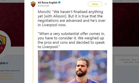 Phía Roma tạt gáo nước lạnh vào NHM Liverpool