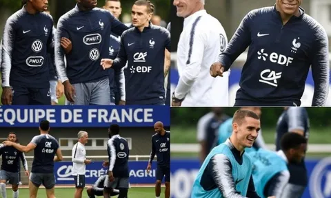 Pogba, Griezmann, Mbappe vui vẻ tập luyện trước đợt tổng duyệt cuối cùng