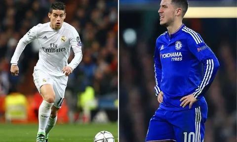 Real Madrid nhắm Eden Hazard, Chelsea đòi ngược James Rodriguez