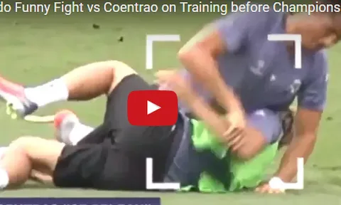 Ronaldo và Coentrao đánh nhau trên sân tập