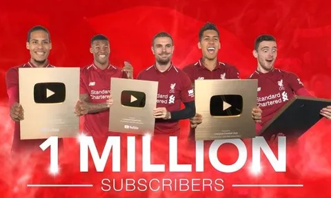 Dàn sao Liverpool mừng ra mặt khi nhận nút vàng Youtube