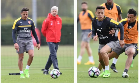 Sanchez bị quần tả tơi trên sân tập của Arsenal