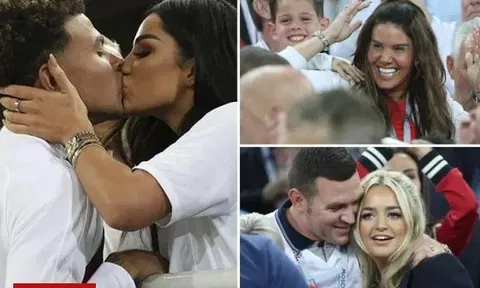 Sau khi hạ Colombia, đội Anh ào lên khán đài ôm hôn vợ con, chia sẻ niềm vui chiến thắng