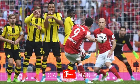 Sút phạt tuyệt đẹp, Lewandowski nhấn chìm Dortmund tại thánh địa Allianz Arena