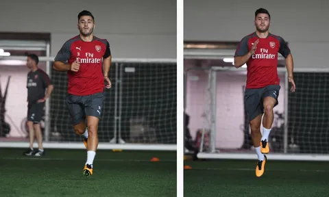 Tân binh Kolasinac nỗ lực ghi điểm trong ngày đầu tập cùng Arsenal