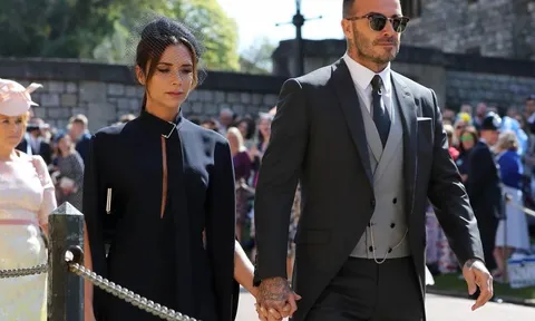 Vợ chồng Beckham nổi bật tại lễ cưới Hoàng gia